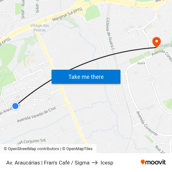 Av. Araucárias | Fran's Café / Sigma to Icesp map