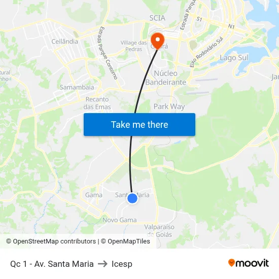 Qc 1 - Av. Santa Maria to Icesp map