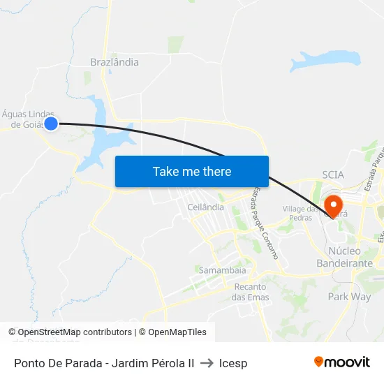 Ponto De Parada - Jardim Pérola II to Icesp map