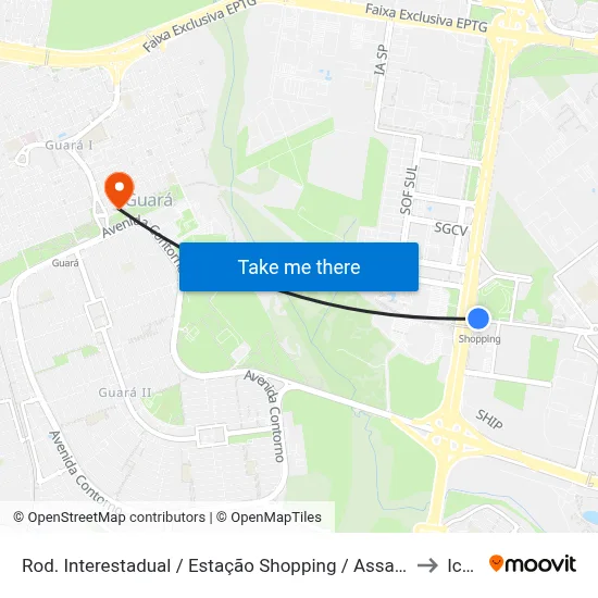 Rod. Interestadual / Estação Shopping / Assaí / Park Shopping to Icesp map