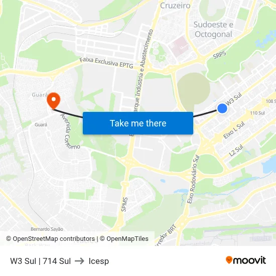 W3 Sul | 714 Sul to Icesp map