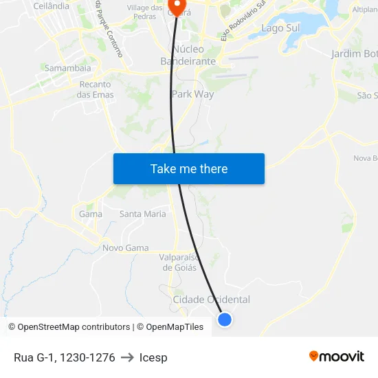 Rua G-1, 1230-1276 to Icesp map