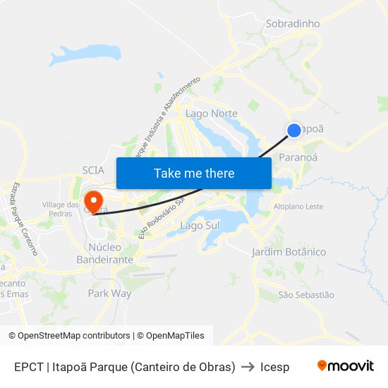 EPCT | Itapoã Parque (Canteiro de Obras) to Icesp map