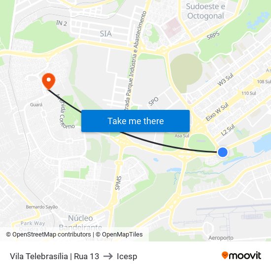 Vila Telebrasília | Rua 13 to Icesp map