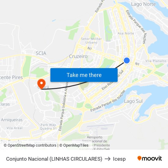 Conjunto Nacional (LINHAS CIRCULARES) to Icesp map