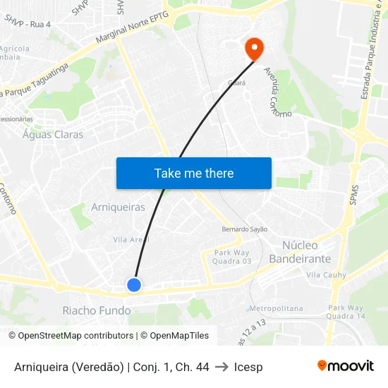 Arniqueira (Veredão) | Conj. 1, Ch. 44 to Icesp map