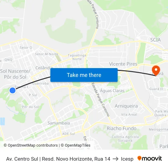 Av. Centro Sul | Resd. Novo Horizonte, Rua 14 to Icesp map