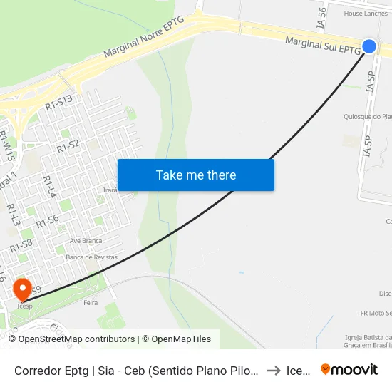 Corredor EPTG | SIA / CEB (Sentido BSB) to Icesp map