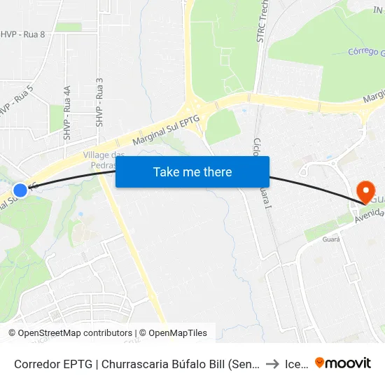 Corredor EPTG | Churrascaria Búfalo Bill (Sentido BSB) to Icesp map