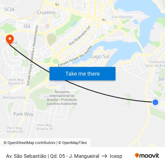 Av. São Sebastião | Qd. 05 - J. Mangueiral to Icesp map