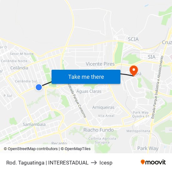 Rod. Taguatinga | INTERESTADUAL to Icesp map
