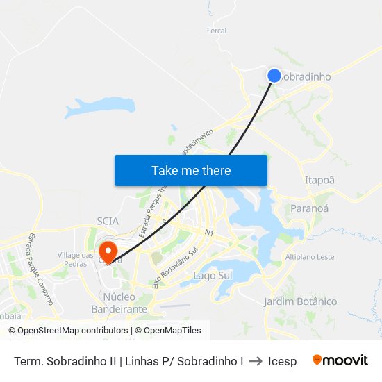 Term. Sobradinho II | Linhas P/ Sobradinho I to Icesp map