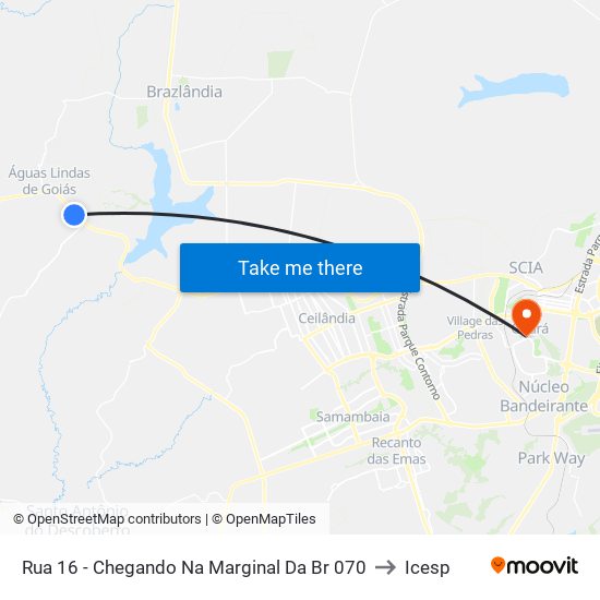 Rua 16 - Chegando Na Marginal Da Br 070 to Icesp map