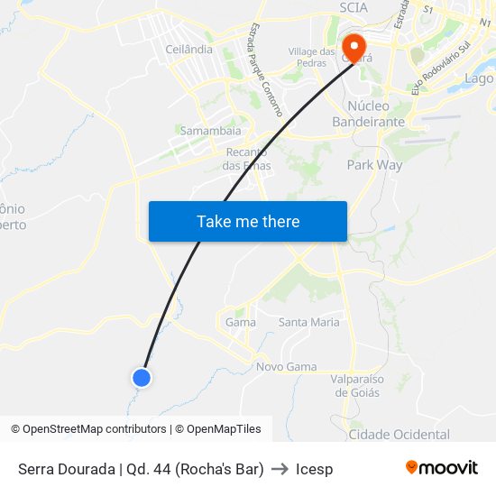 Serra Dourada | Qd. 44 (Rocha's Bar) to Icesp map