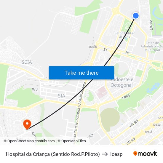 Hospital da Criança (Sentido Rod.P.Piloto) to Icesp map