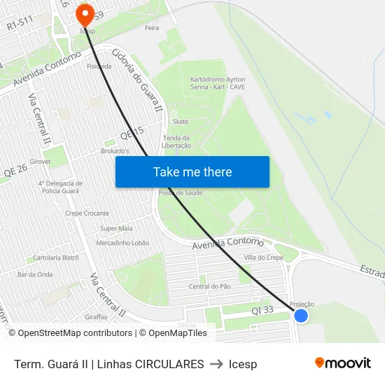 Term. Guará II | Linhas CIRCULARES to Icesp map