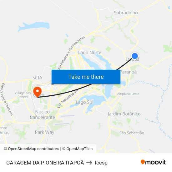 GARAGEM DA PIONEIRA ITAPOÃ to Icesp map