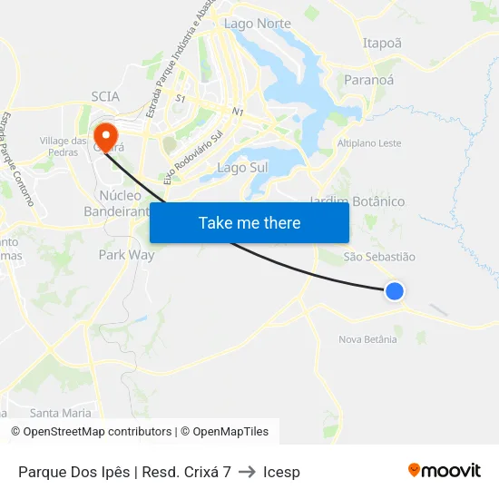 Parque Dos Ipês | Resd. Crixá 7 to Icesp map