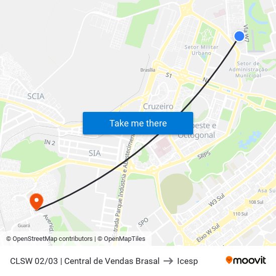 CLSW 02/03 | Central de Vendas Brasal to Icesp map