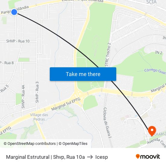 Marginal Estrutural | Shvp, Rua 10a to Icesp map