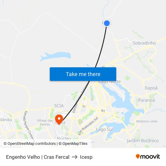 Engenho Velho | Cras Fercal to Icesp map