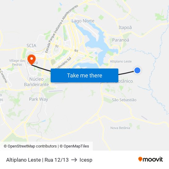 Altiplano Leste | Rua 12/13 to Icesp map