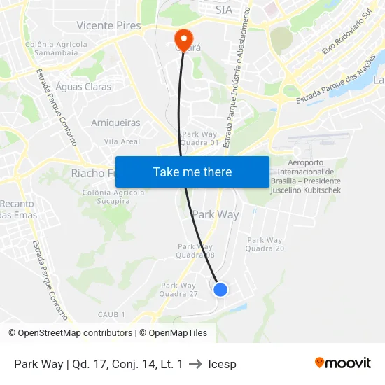 Park Way | Qd. 17, Conj. 14, Lt. 1 to Icesp map