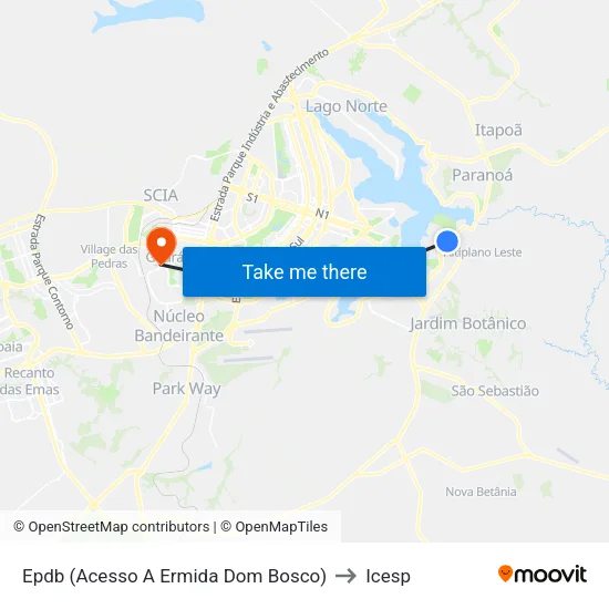 EPDB | Acesso à Ermida Dom Bosco to Icesp map