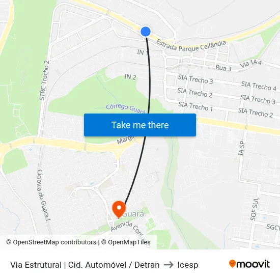 Via Estrutural | Cid. Automóvel / Detran to Icesp map