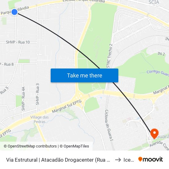 Via Estrutural | Atacadão Drogacenter (Rua 10a) to Icesp map