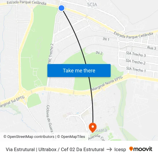 Via Estrutural | Ultrabox / Cef 02 Da Estrutural to Icesp map
