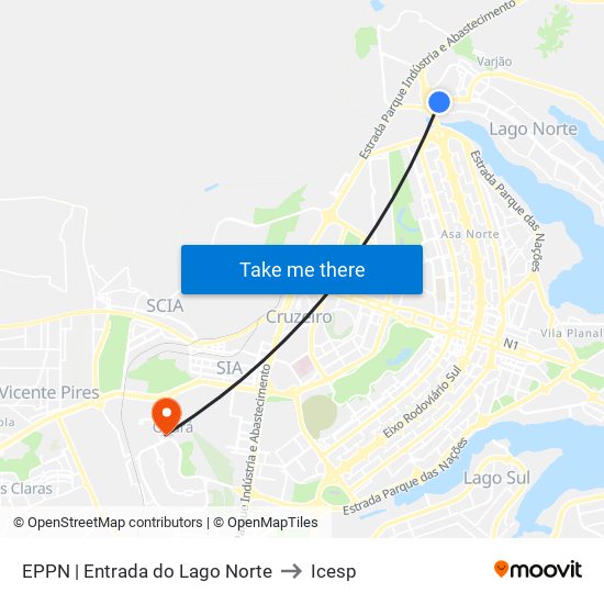 EPPN | Entrada do Lago Norte to Icesp map