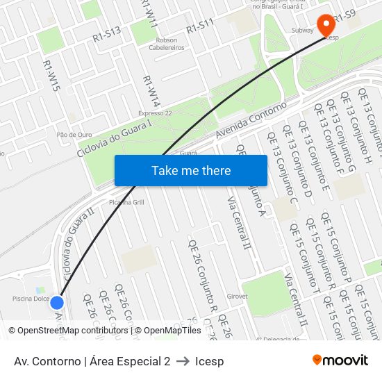 Av. Contorno | Área Especial 2 to Icesp map