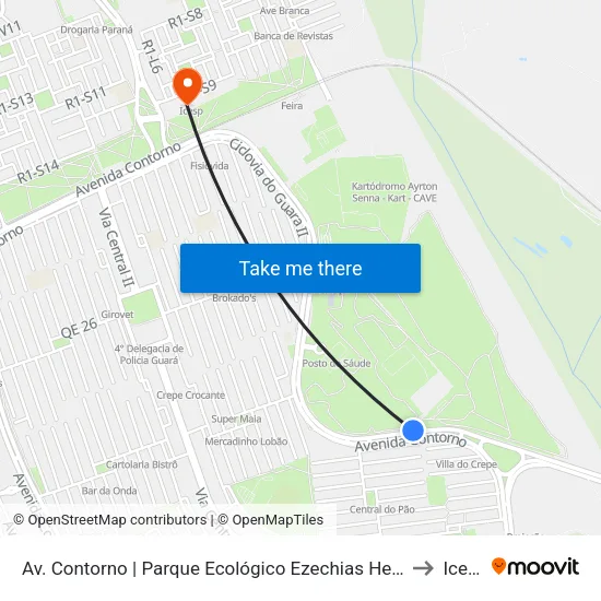 Av. Contorno | Parque Ecológico Ezechias Heringuer to Icesp map