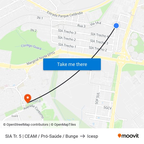 SIA Tr. 5 | CEAM / Pró-Saúde / Bunge to Icesp map