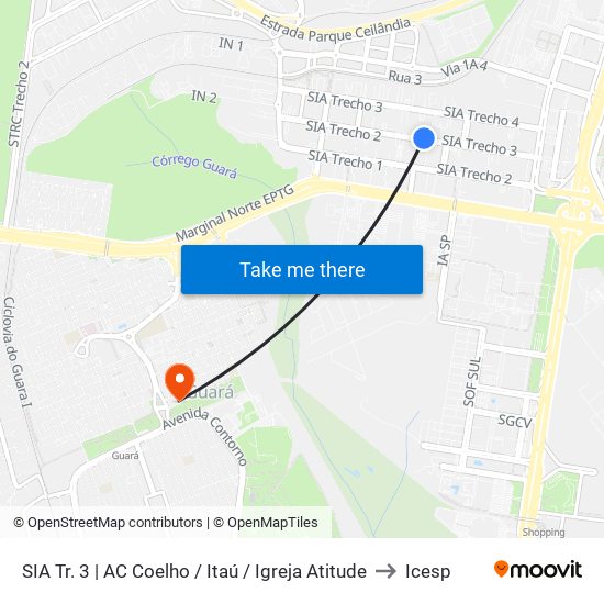 Sia Trecho 3 - Ac Coelho/Itaú to Icesp map