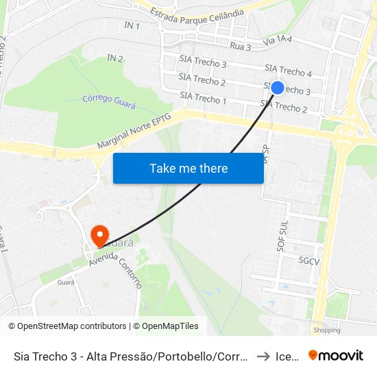 Sia Trecho 3 - Alta Pressão/Portobello/Correios to Icesp map