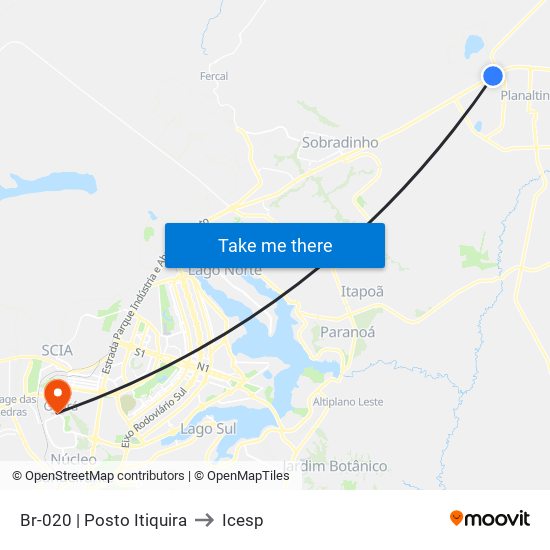 Br-020 | Posto Itiquira to Icesp map