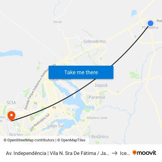 Av. Independência | Vila N. Sra De Fátima / Jardim Roriz to Icesp map