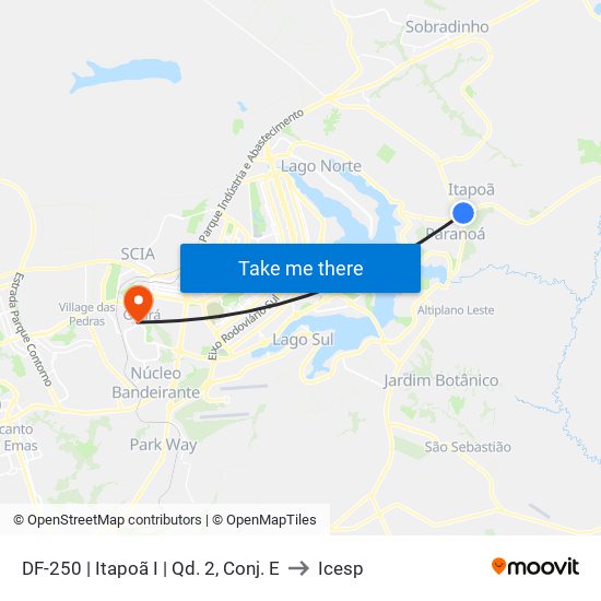 DF-250 | Itapoã I | Qd. 2, Conj. E to Icesp map