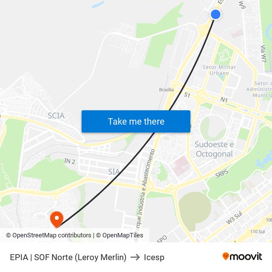 EPIA | SOF Norte (Leroy Merlin) to Icesp map