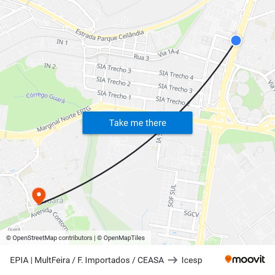 EPIA | MultFeira / F. Importados / CEASA to Icesp map