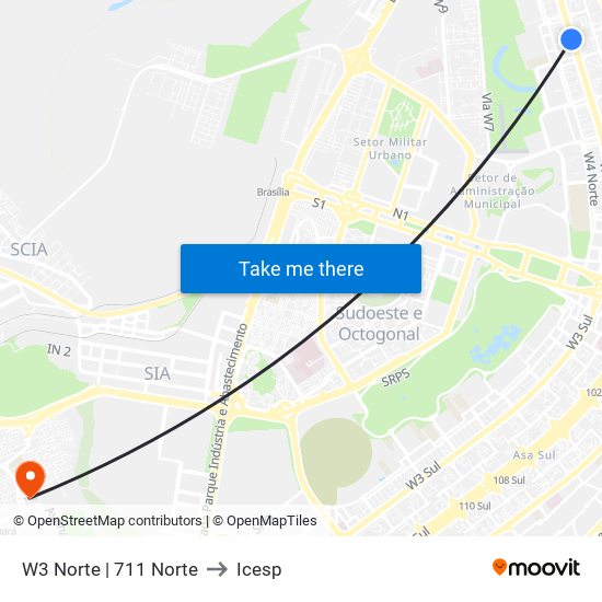 W3 Norte | 711 Norte to Icesp map