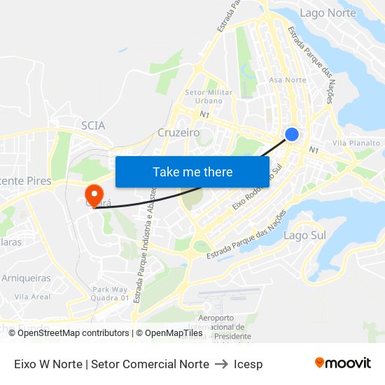 Eixo W Norte | Setor Comercial Norte to Icesp map