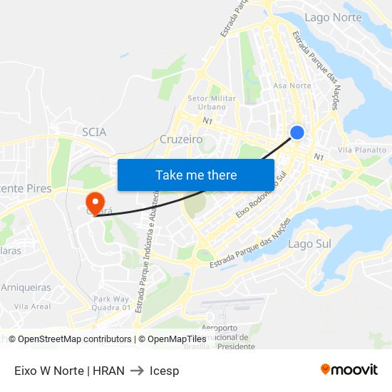 Eixo W Norte | HRAN to Icesp map