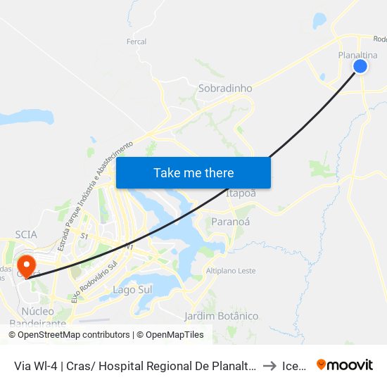 Via Wl-4 | Cras/ Hospital Regional De Planaltina to Icesp map