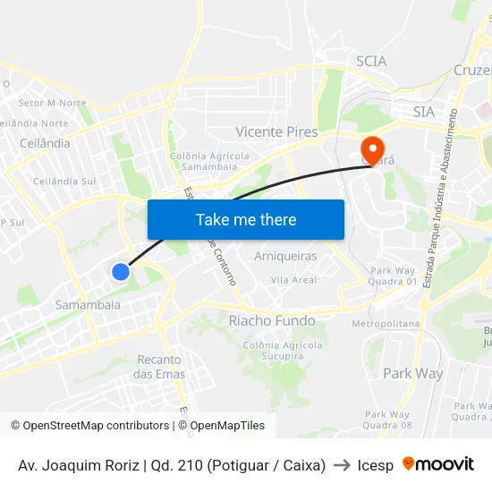 Av. Roriz | Qd. 210 (Potiguar / Caixa) to Icesp map