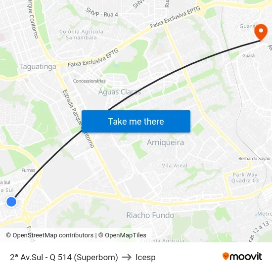 2ª Av.Sul - Q 514 (Superbom) to Icesp map