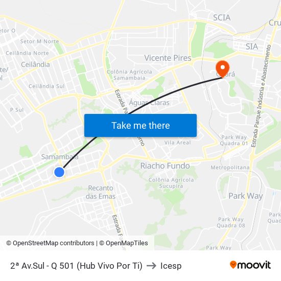 2ª Av.Sul - Q 501 (Hub Vivo Por Ti) to Icesp map