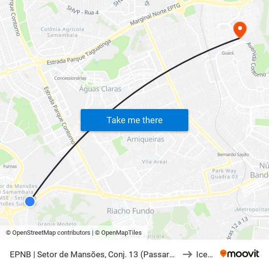 EPNB | Setor de Mansões, Conj. 13 (Passarela) to Icesp map